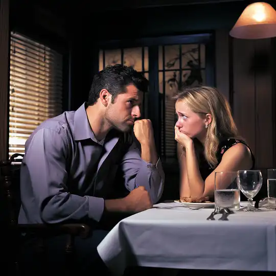 The body language signs of an unhappy couple.